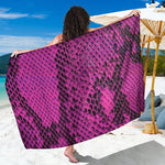 Magenta Pink And Black Snakeskin Print Beach Sarong Wrap