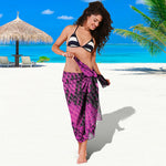 Magenta Pink And Black Snakeskin Print Beach Sarong Wrap