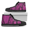 Magenta Pink And Black Snakeskin Print Black High Top Shoes