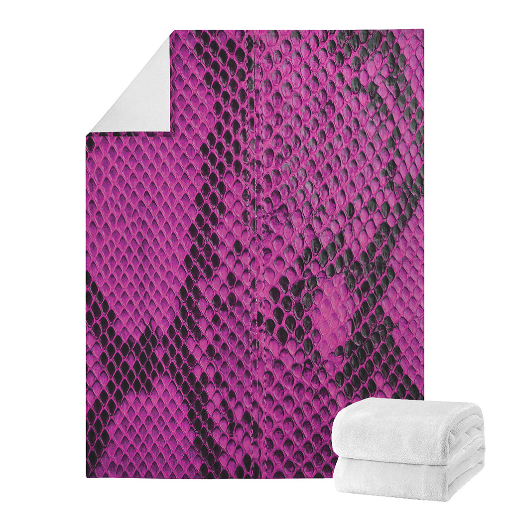 Magenta Pink And Black Snakeskin Print Blanket