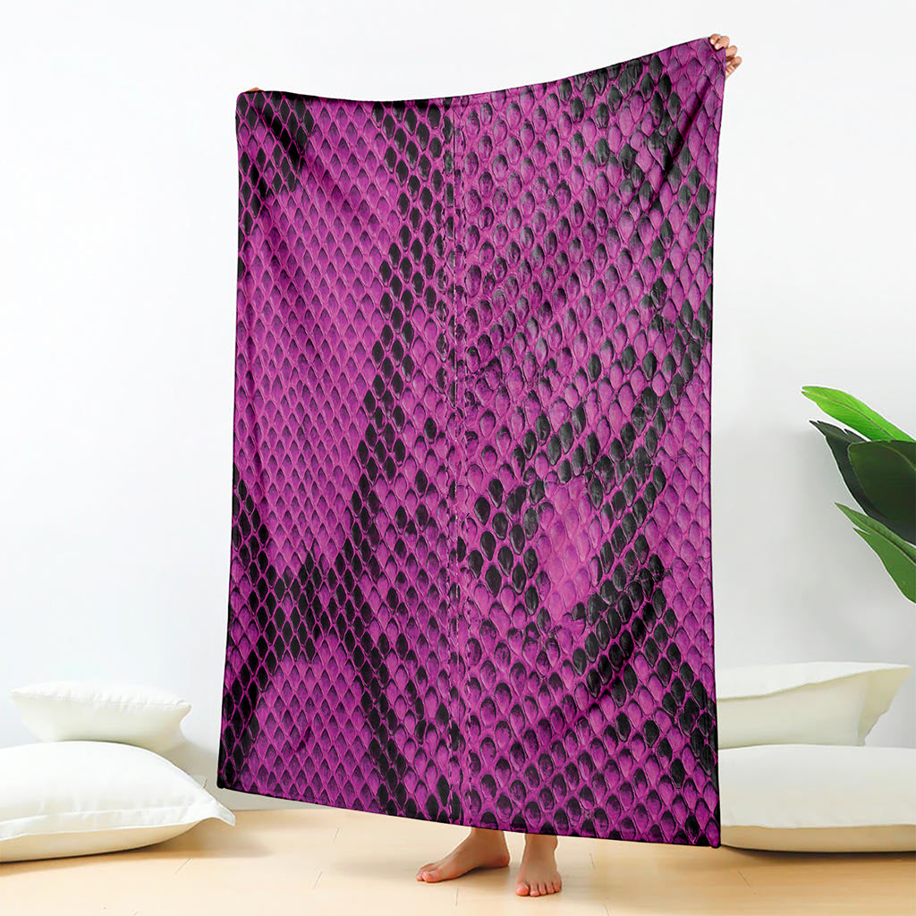 Magenta Pink And Black Snakeskin Print Blanket