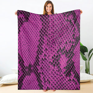 Magenta Pink And Black Snakeskin Print Blanket