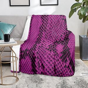 Magenta Pink And Black Snakeskin Print Blanket