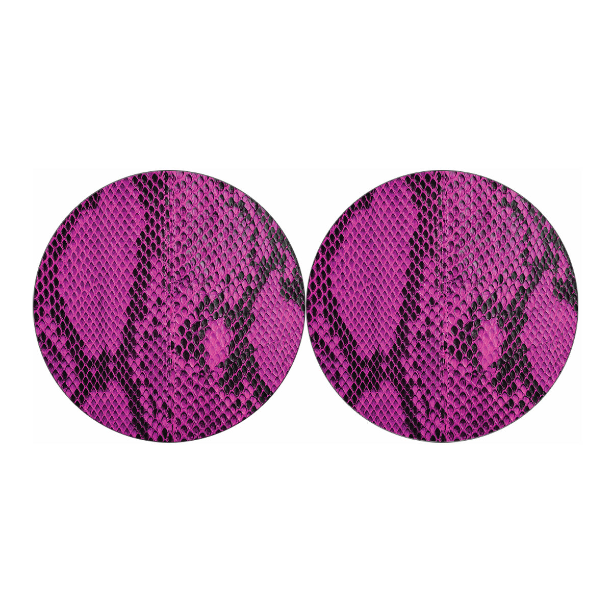 Magenta Pink And Black Snakeskin Print Car Coasters