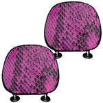 Magenta Pink And Black Snakeskin Print Car Headrest Covers
