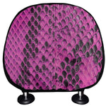 Magenta Pink And Black Snakeskin Print Car Headrest Covers