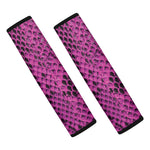 Magenta Pink And Black Snakeskin Print Car Seat Belt Covers