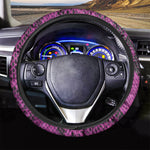 Magenta Pink And Black Snakeskin Print Car Steering Wheel Cover