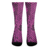 Magenta Pink And Black Snakeskin Print Crew Socks