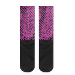 Magenta Pink And Black Snakeskin Print Crew Socks