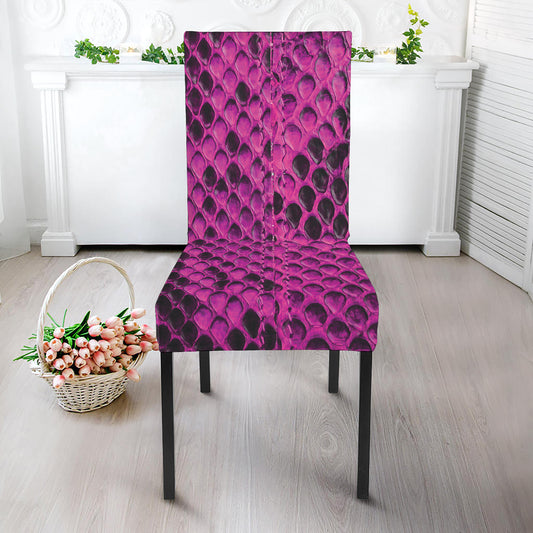 Magenta Pink And Black Snakeskin Print Dining Chair Slipcover