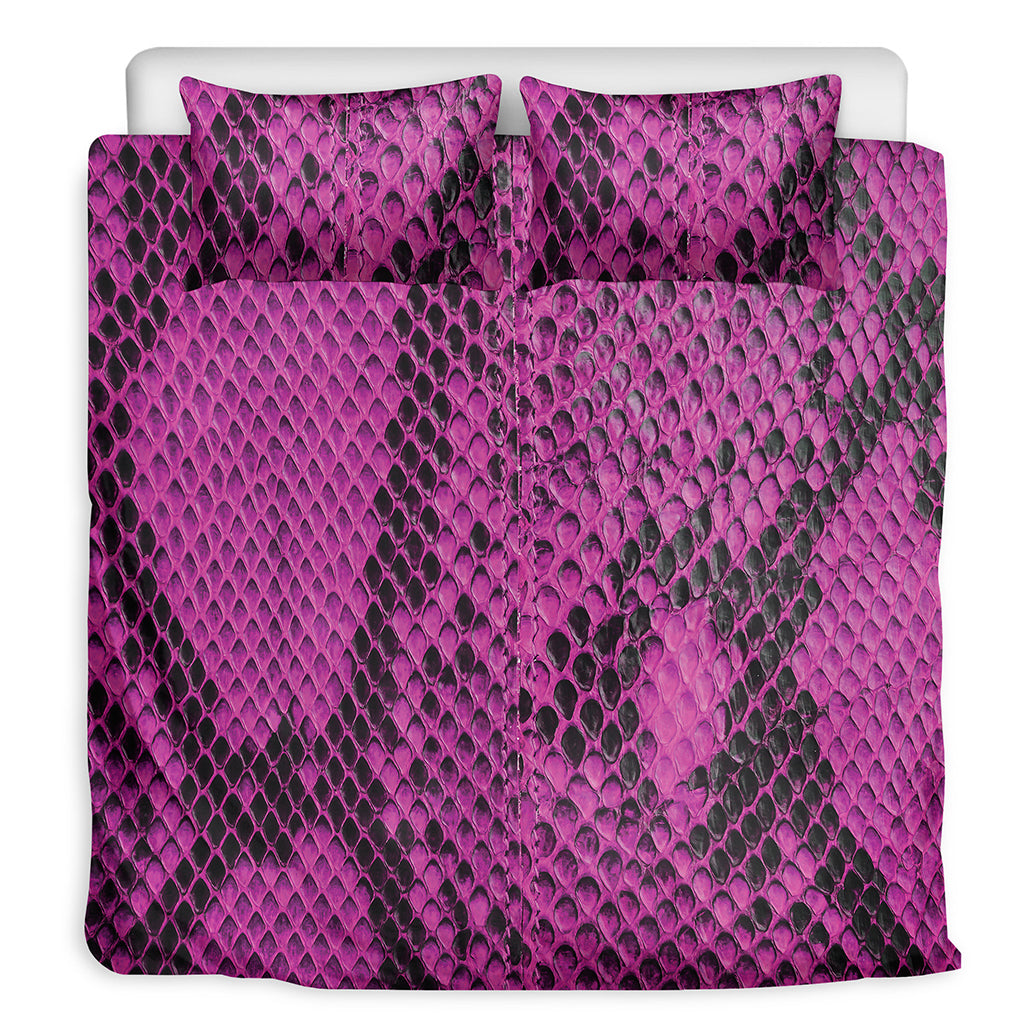Magenta Pink And Black Snakeskin Print Duvet Cover Bedding Set