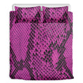 Magenta Pink And Black Snakeskin Print Duvet Cover Bedding Set