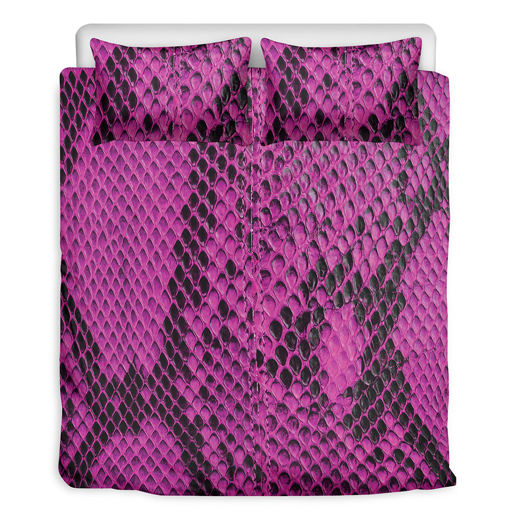 Magenta Pink And Black Snakeskin Print Duvet Cover Bedding Set