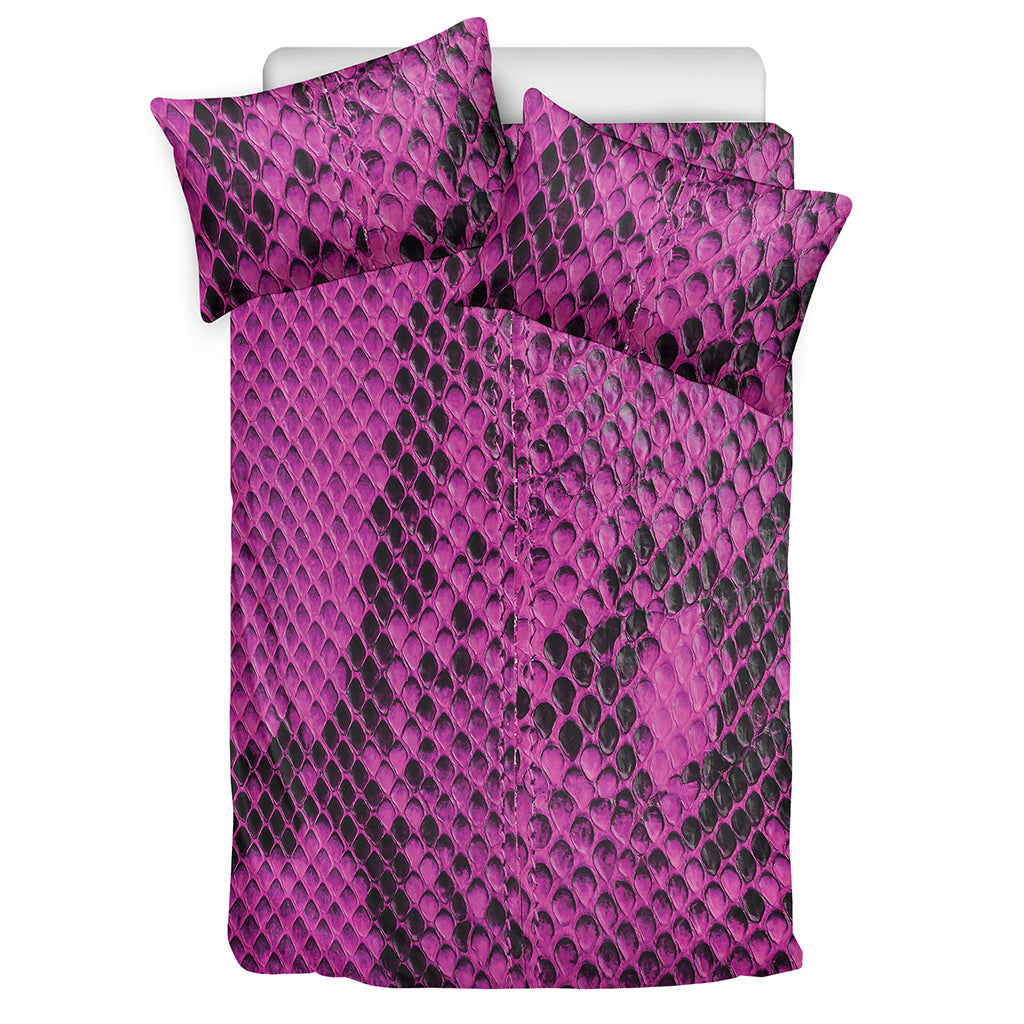 Magenta Pink And Black Snakeskin Print Duvet Cover Bedding Set