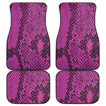 Magenta Pink And Black Snakeskin Print Front and Back Car Floor Mats