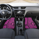 Magenta Pink And Black Snakeskin Print Front and Back Car Floor Mats