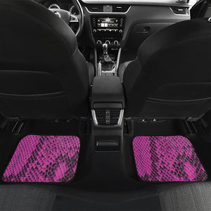 Magenta Pink And Black Snakeskin Print Front and Back Car Floor Mats