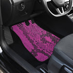 Magenta Pink And Black Snakeskin Print Front and Back Car Floor Mats