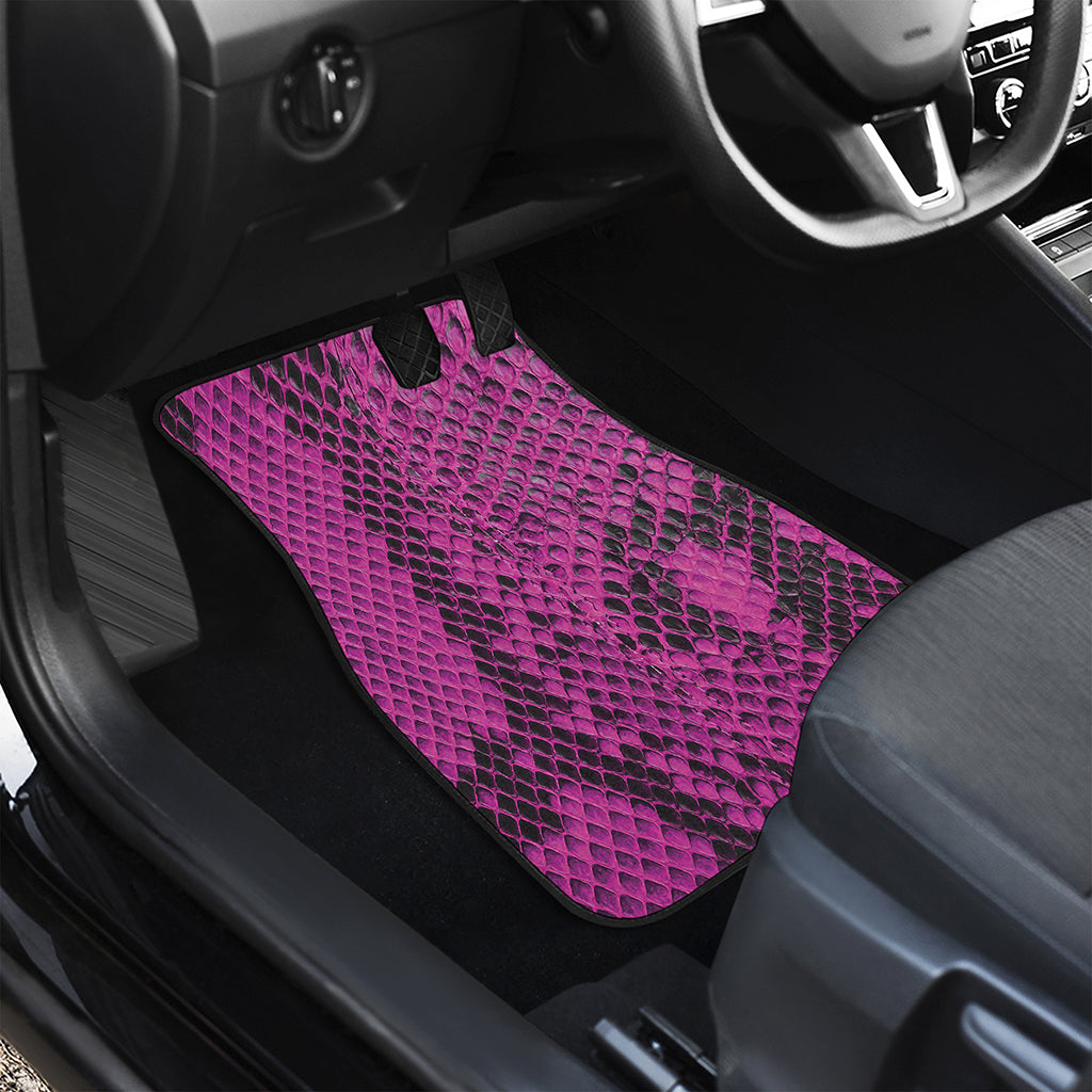 Magenta Pink And Black Snakeskin Print Front Car Floor Mats