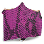 Magenta Pink And Black Snakeskin Print Hooded Blanket