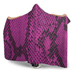 Magenta Pink And Black Snakeskin Print Hooded Blanket