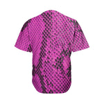 Magenta Pink And Black Snakeskin Print Men's Baseball Jersey