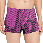 Magenta Pink And Black Snakeskin Print Men's Boxer Briefs