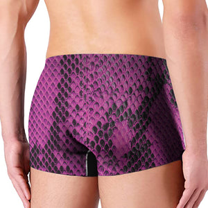 Magenta Pink And Black Snakeskin Print Men's Boxer Briefs