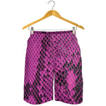 Magenta Pink And Black Snakeskin Print Men's Shorts