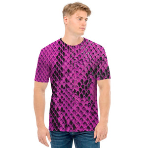 Magenta Pink And Black Snakeskin Print Men's T-Shirt