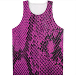 Magenta Pink And Black Snakeskin Print Men's Tank Top