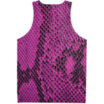 Magenta Pink And Black Snakeskin Print Men's Tank Top