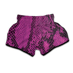Magenta Pink And Black Snakeskin Print Muay Thai Boxing Shorts