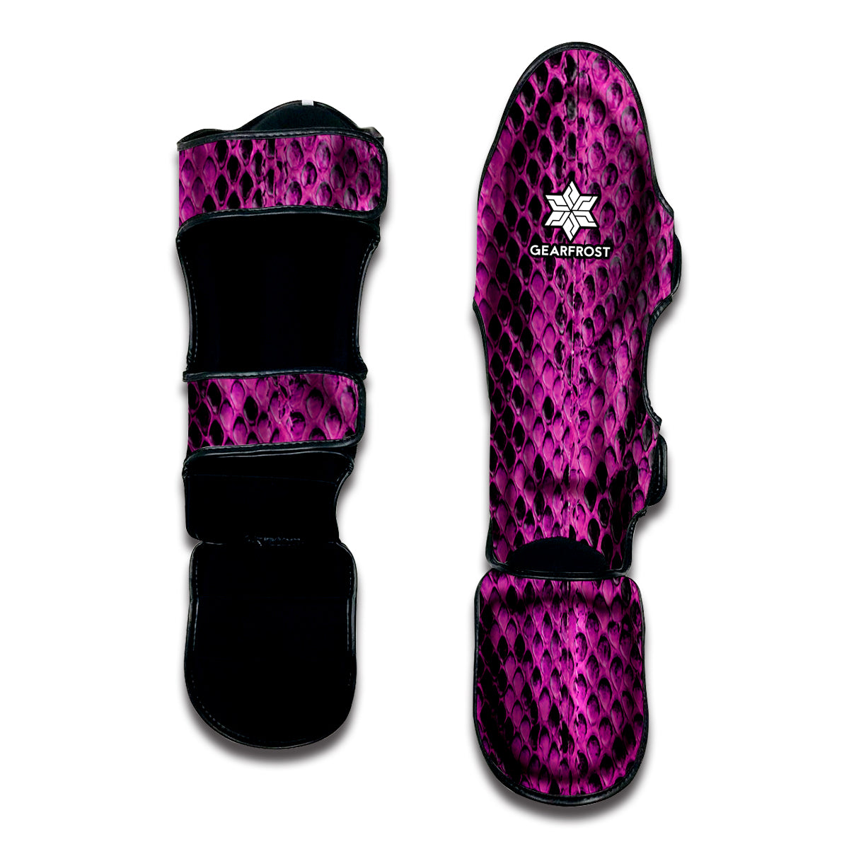 Magenta Pink And Black Snakeskin Print Muay Thai Shin Guard