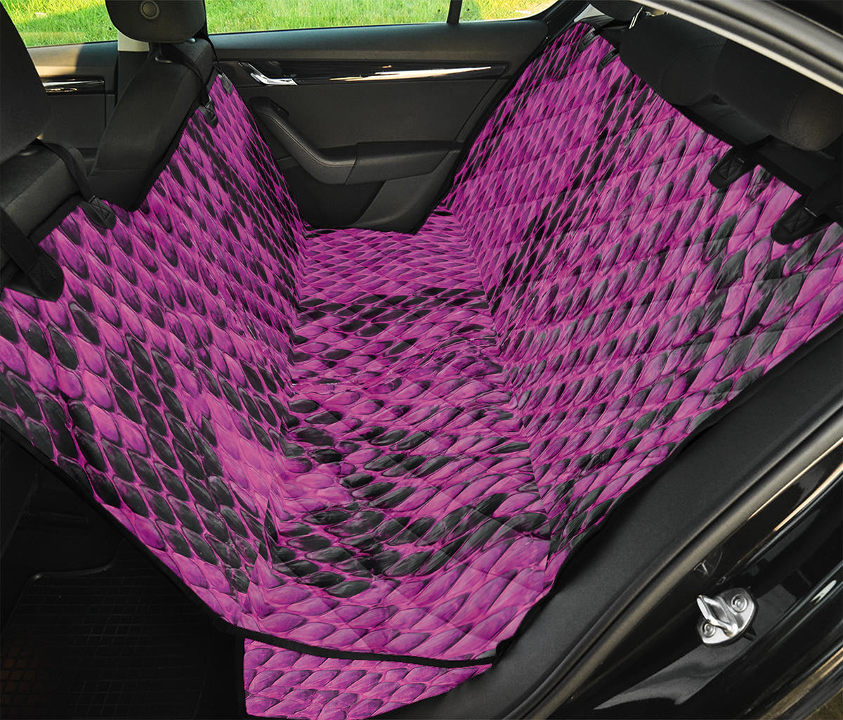 Magenta Pink And Black Snakeskin Print Pet Car Back Seat Cover