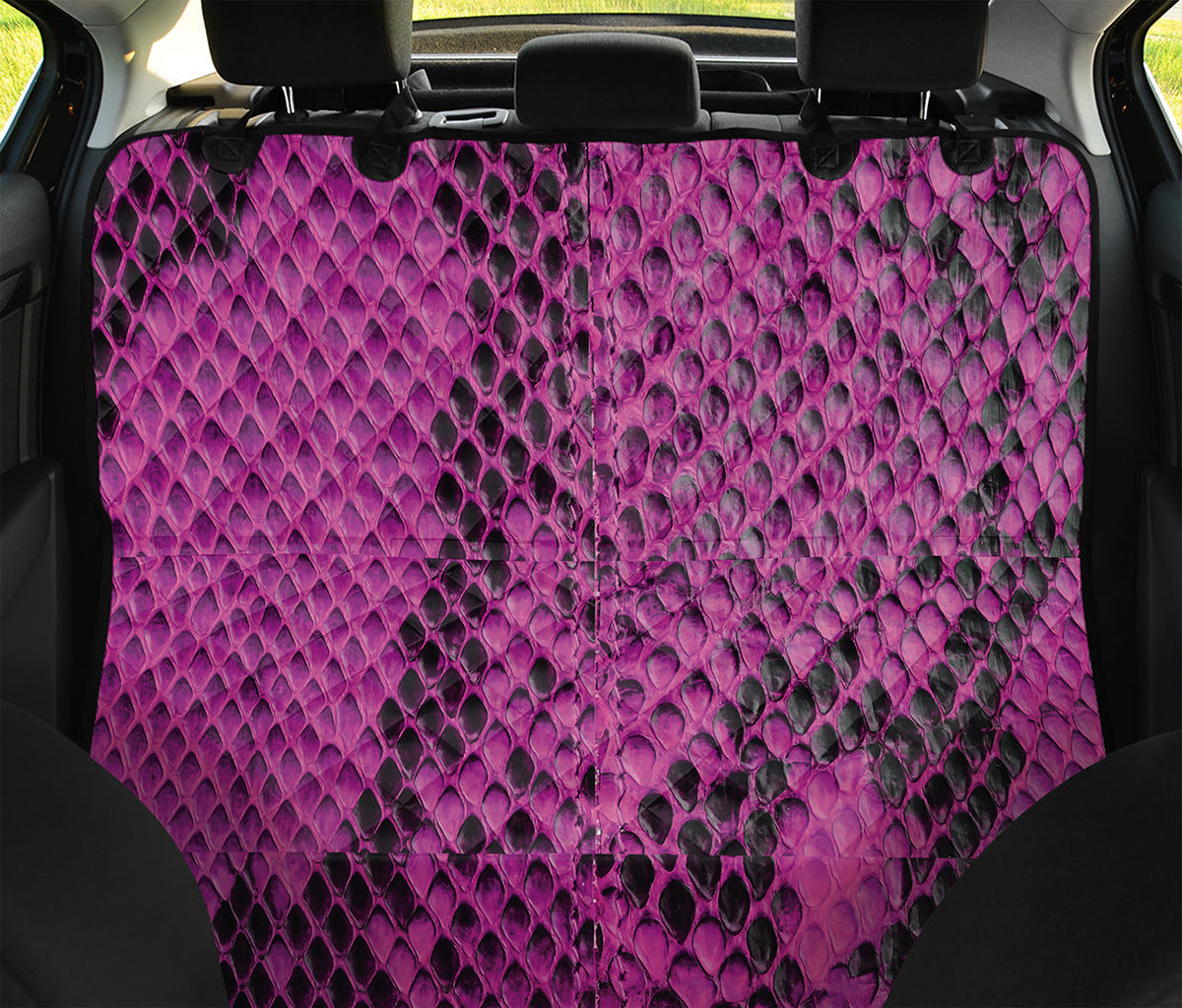 Magenta Pink And Black Snakeskin Print Pet Car Back Seat Cover