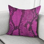 Magenta Pink And Black Snakeskin Print Pillow Cover
