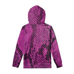 Magenta Pink And Black Snakeskin Print Pullover Hoodie