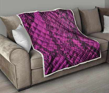 Magenta Pink And Black Snakeskin Print Quilt