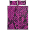 Magenta Pink And Black Snakeskin Print Quilt Bed Set