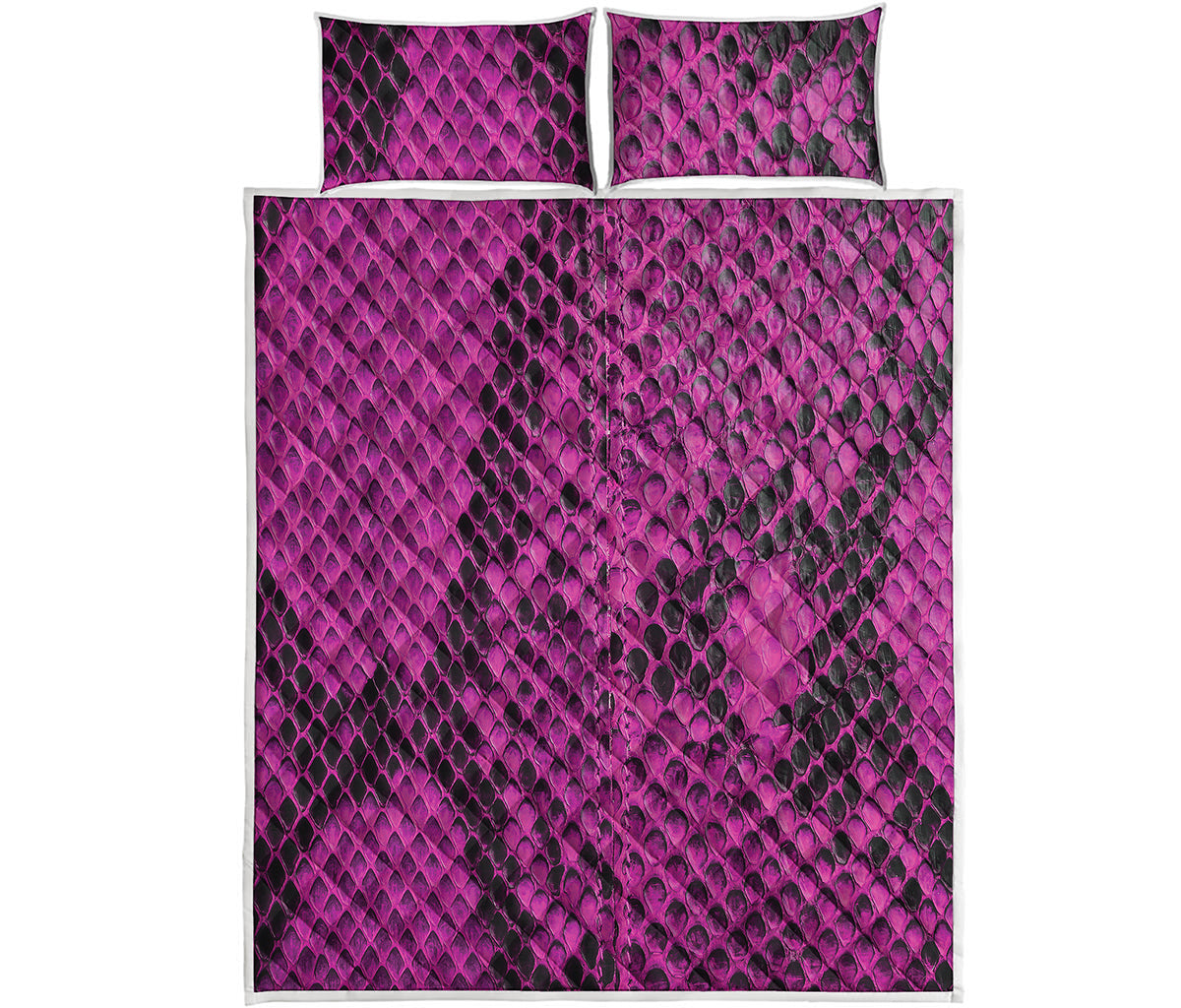 Magenta Pink And Black Snakeskin Print Quilt Bed Set