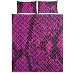 Magenta Pink And Black Snakeskin Print Quilt Bed Set