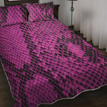 Magenta Pink And Black Snakeskin Print Quilt Bed Set