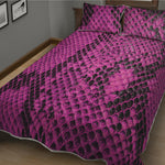 Magenta Pink And Black Snakeskin Print Quilt Bed Set