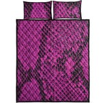 Magenta Pink And Black Snakeskin Print Quilt Bed Set