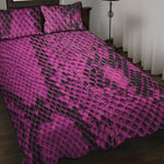 Magenta Pink And Black Snakeskin Print Quilt Bed Set