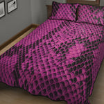 Magenta Pink And Black Snakeskin Print Quilt Bed Set
