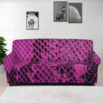 Magenta Pink And Black Snakeskin Print Sofa Cover