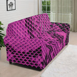 Magenta Pink And Black Snakeskin Print Sofa Cover